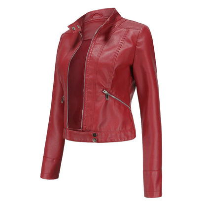 Stylische Lederjacke Damen Elegant Ledermantel