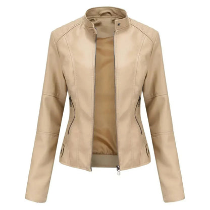 Lederjacke Mit Mandarin Kragen Trendy Style