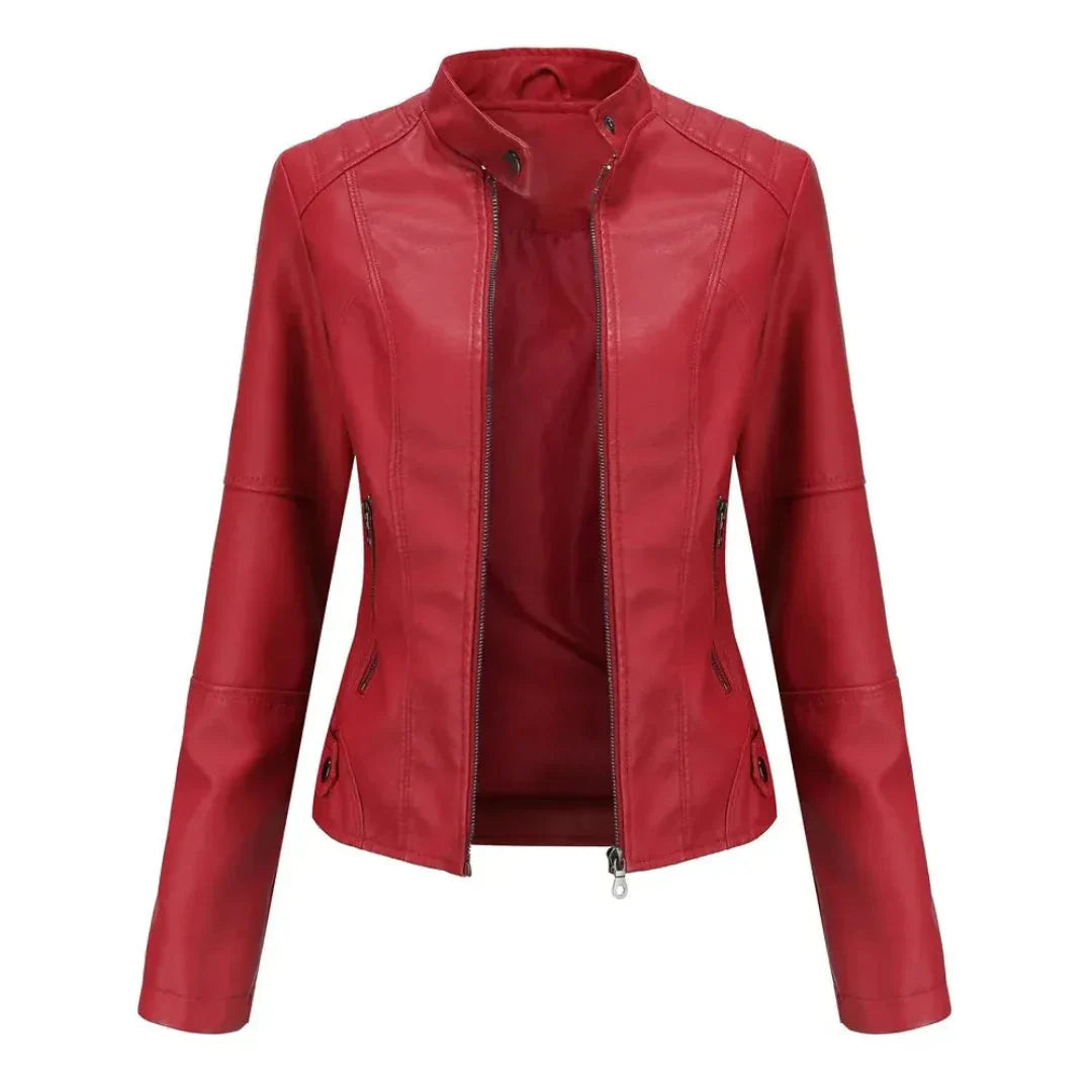 Lederjacke Mit Mandarin Kragen Trendy Style