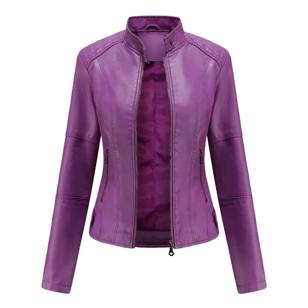 Lederjacke Mit Mandarin Kragen Trendy Style