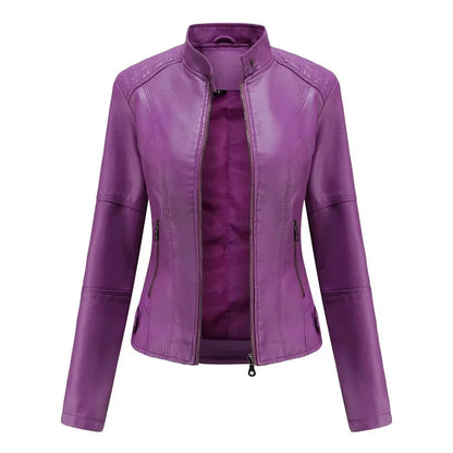 Lederjacke Mit Mandarin Kragen Trendy Style