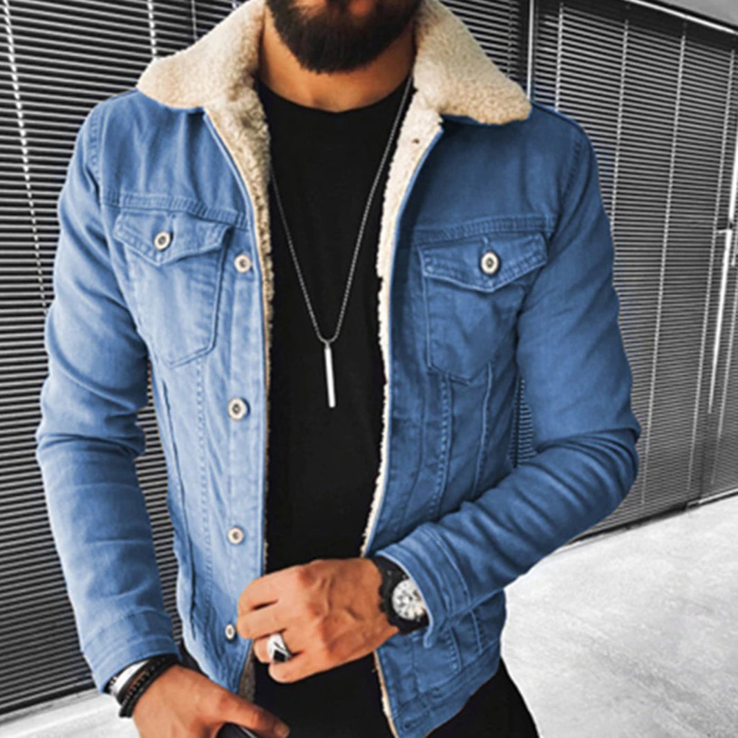 Herren Winterjacke Fellverziert Regular Fit