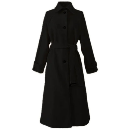 Eleganter Wollemantel Gürtel Schnitt