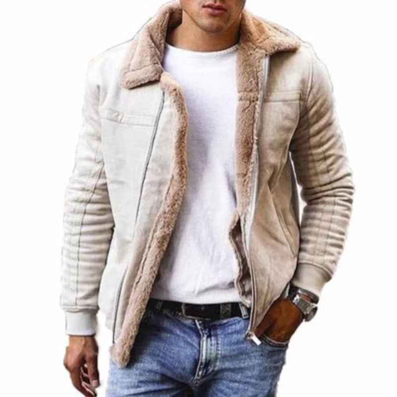 Lederjacke Herren Bikerstyle Fellverkleidung