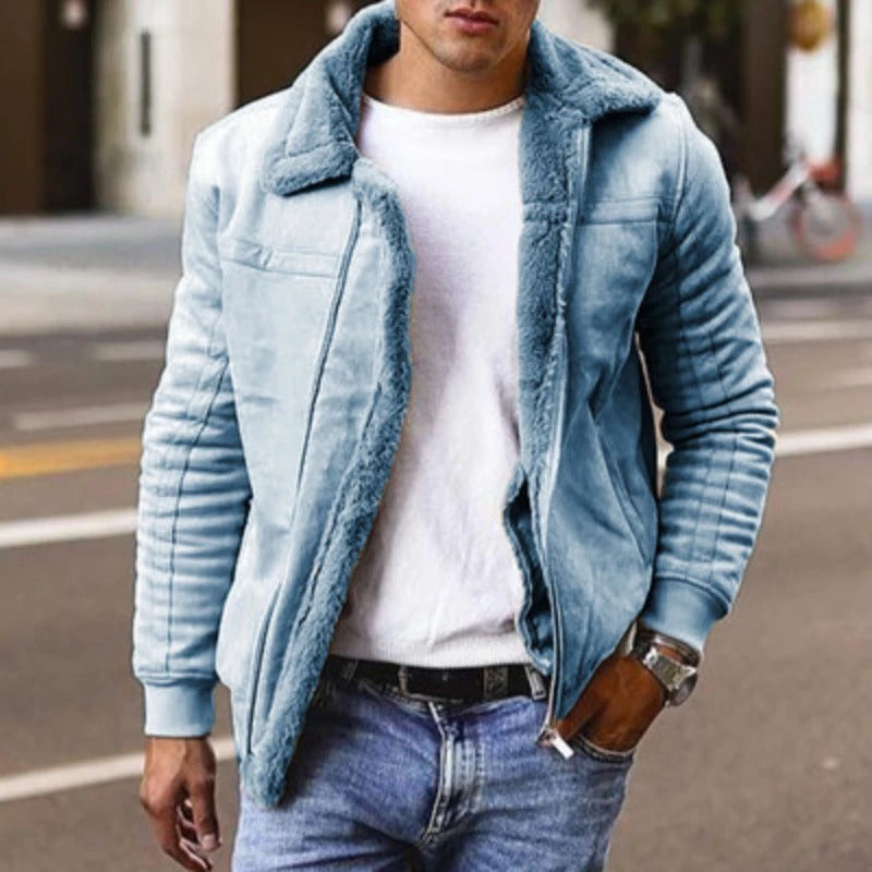 Lederjacke Herren Bikerstyle Fellverkleidung