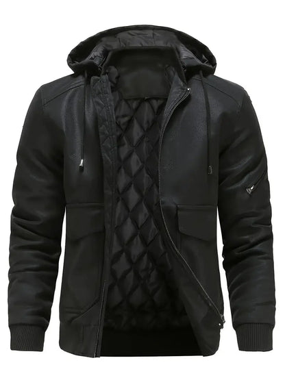 Herren Lederjacke Warm Isoliert Winter
