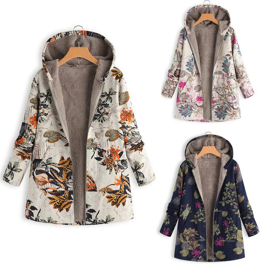Gemusterte Vintage-Jacke Frauen - IdealeKleiden