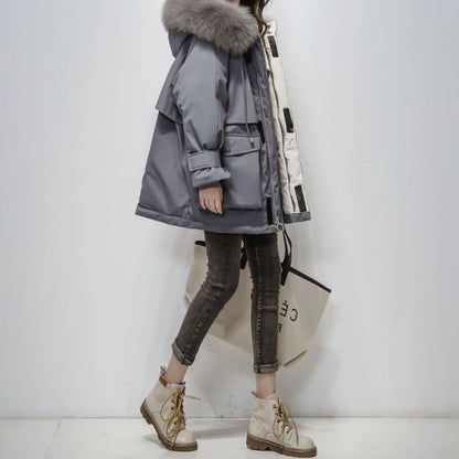 Winterparka Damen Warm Pelz Jacke