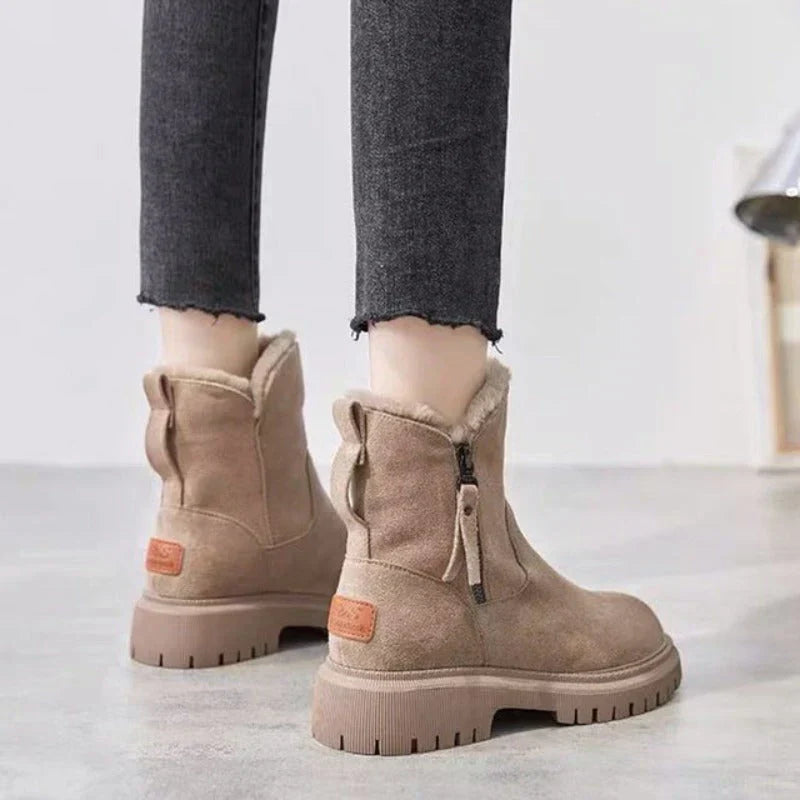 Warm gefütterte Damen Stiefel Reißverschluss - IdealeKleiden