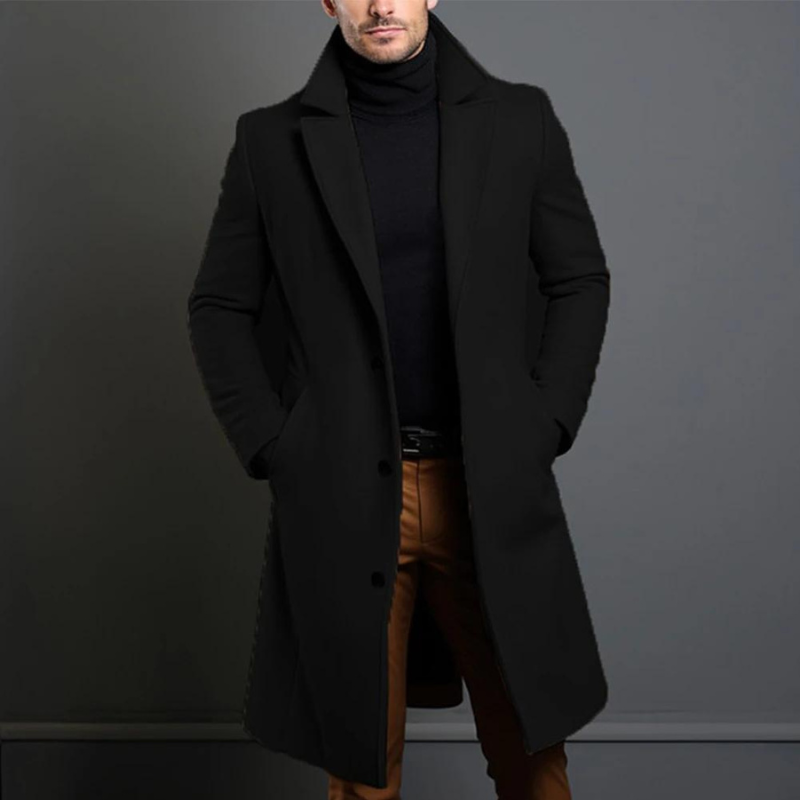 Herren Wintermantel Lang Elegant Woll - IdealeKleiden