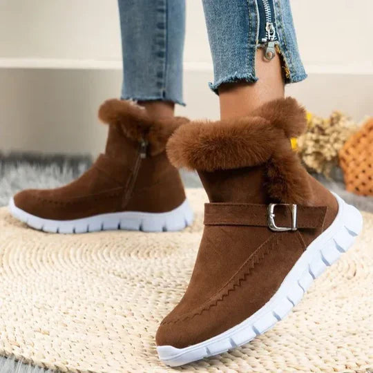 Bequeme Plüschstiefeletten Kurz Wildleder