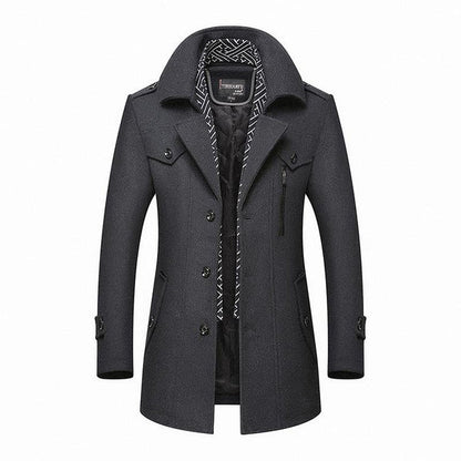 Herren Winterparka Mittellang Wollmantel - IdealeKleiden