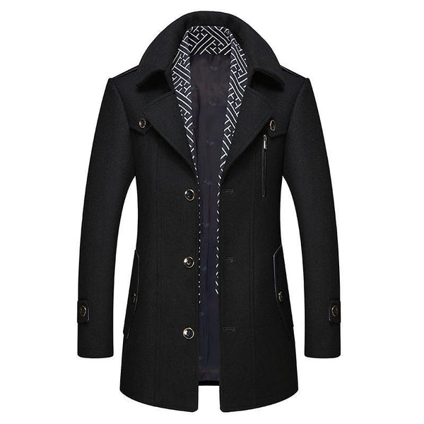 Herren Winterparka Mittellang Wollmantel
