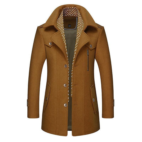 Herren Winterparka Mittellang Wollmantel