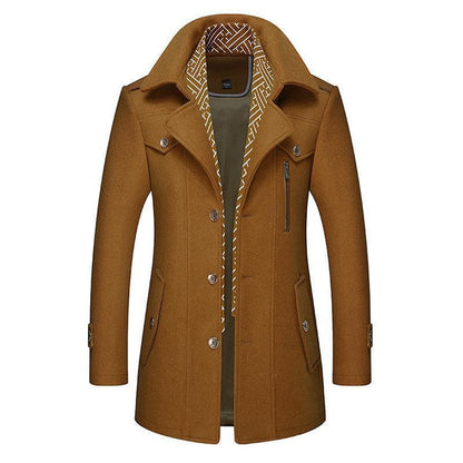 Herren Winterparka Mittellang Wollmantel