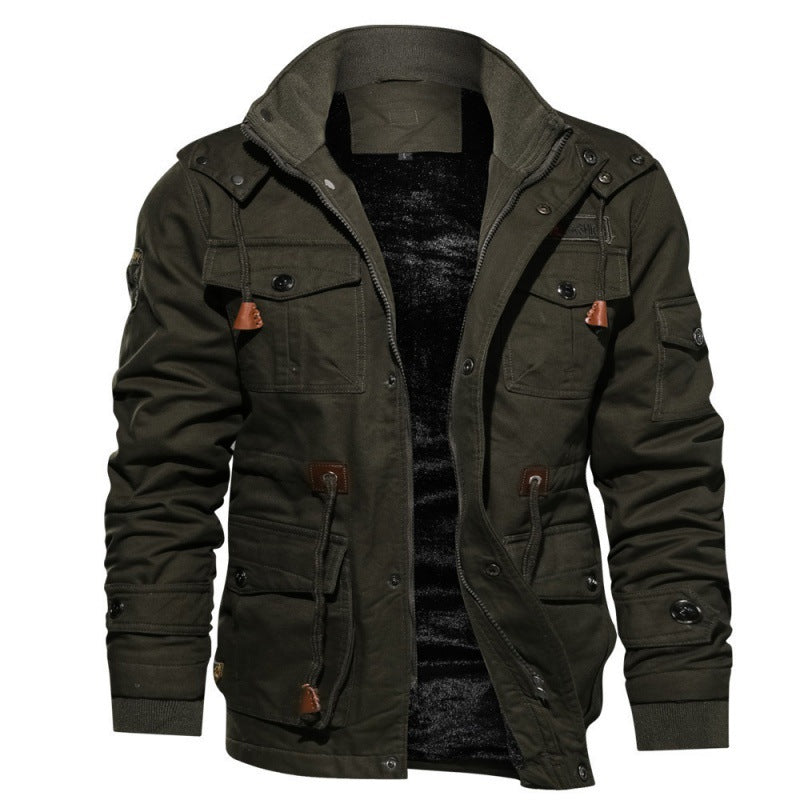 Herren Winterjacke Fleece Warme Cargojacke
