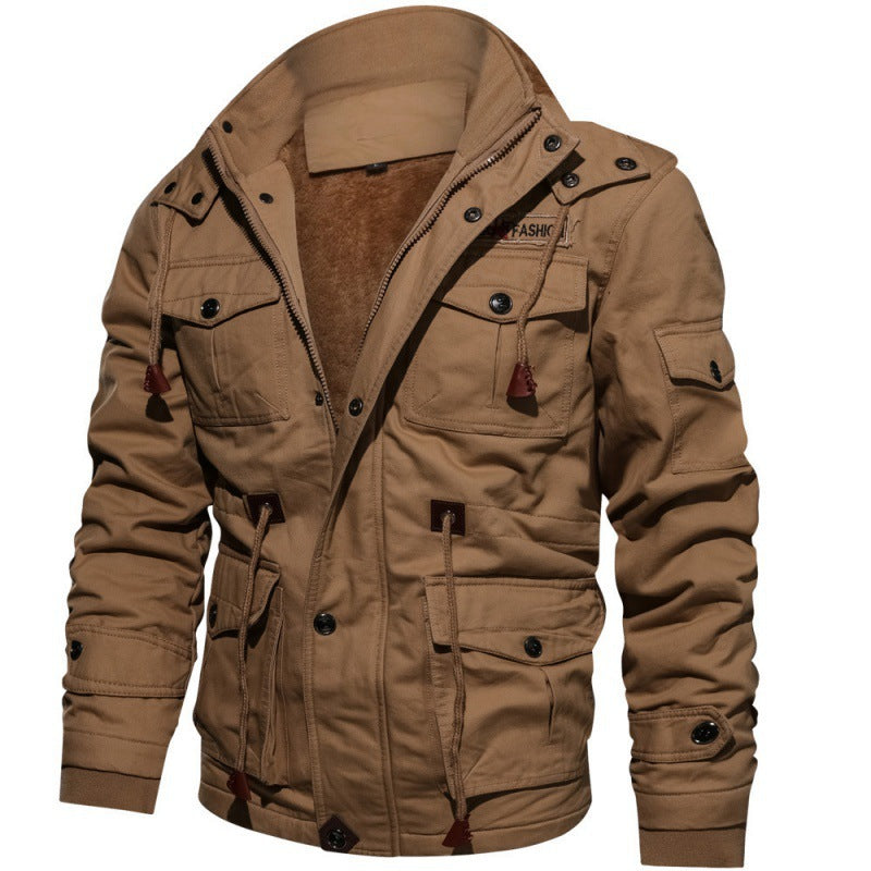 Herren Winterjacke Fleece Warme Cargojacke