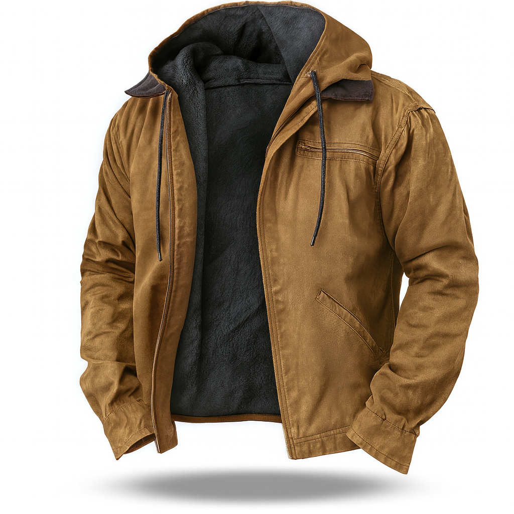 Herren Winterjacke Fleece Kapuze Warm - IdealeKleiden