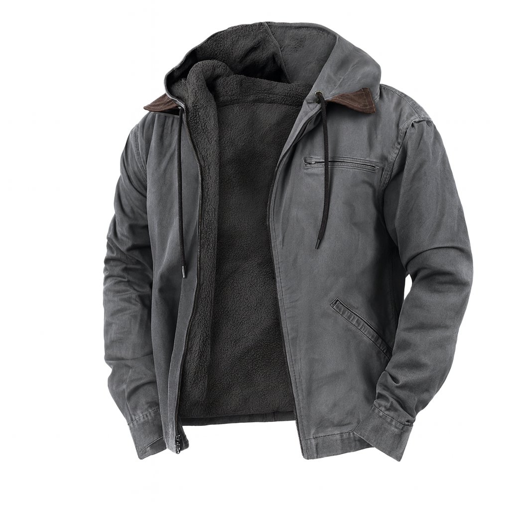 Herren Winterjacke Fleece Kapuze Warm
