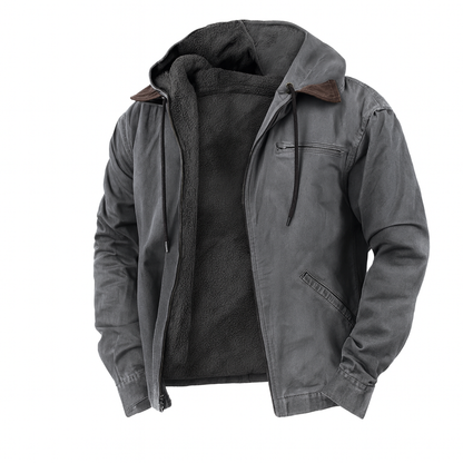 Herren Winterjacke Fleece Kapuze Warm