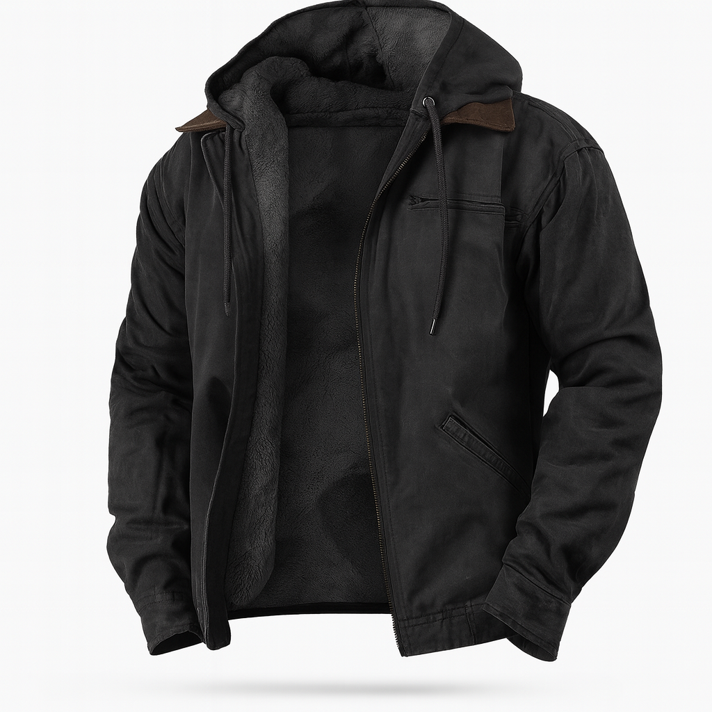 Herren Winterjacke Fleece Kapuze Warm
