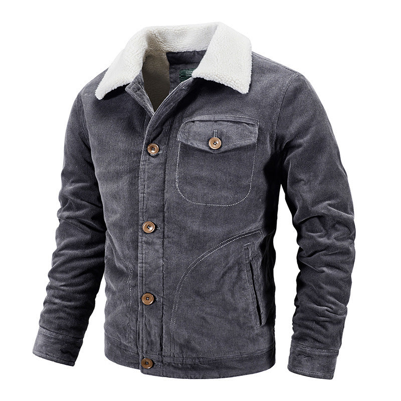 Herren Winterjacke Pelzbesatz Corduroy Stil