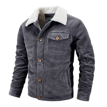 Herren Winterjacke Pelzbesatz Corduroy Stil