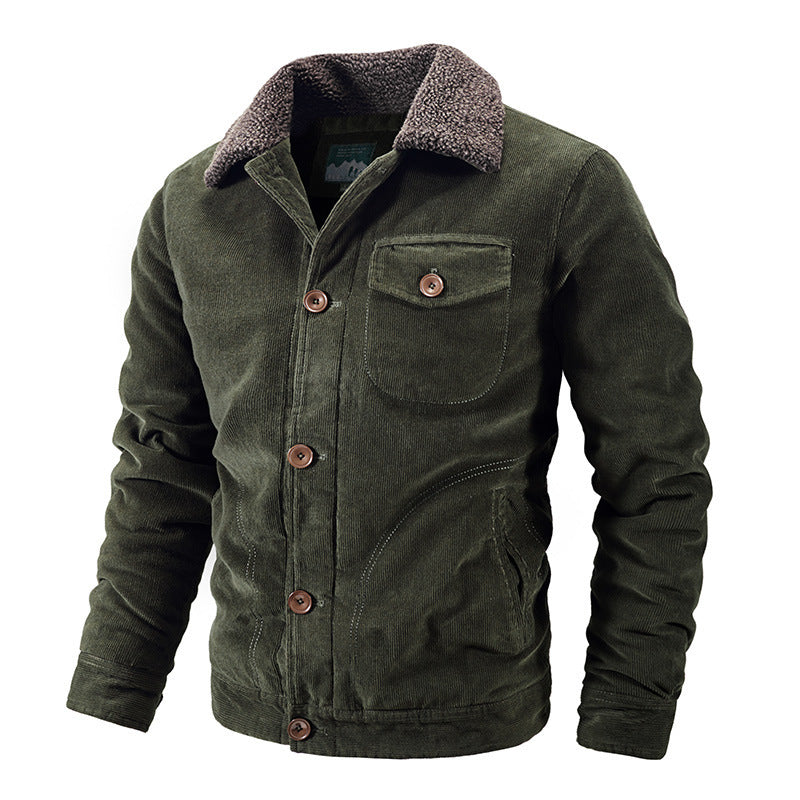 Herren Winterjacke Pelzbesatz Corduroy Stil