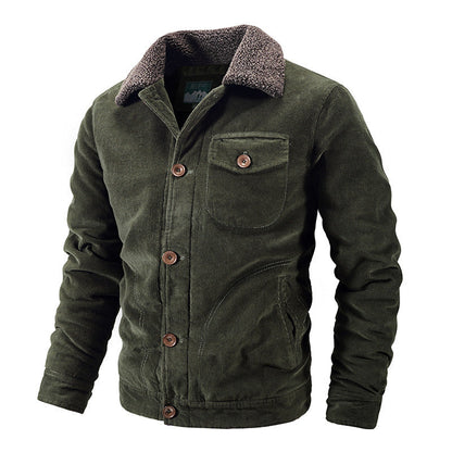 Herren Winterjacke Pelzbesatz Corduroy Stil