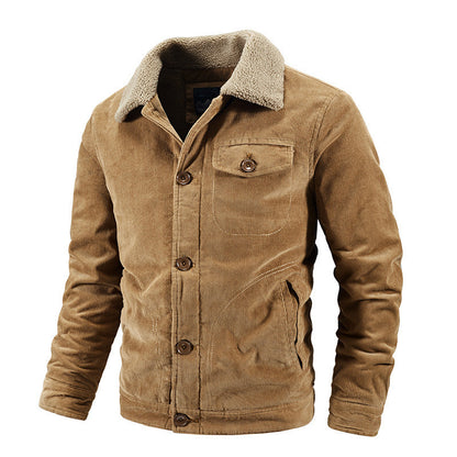 Herren Winterjacke Pelzbesatz Corduroy Stil
