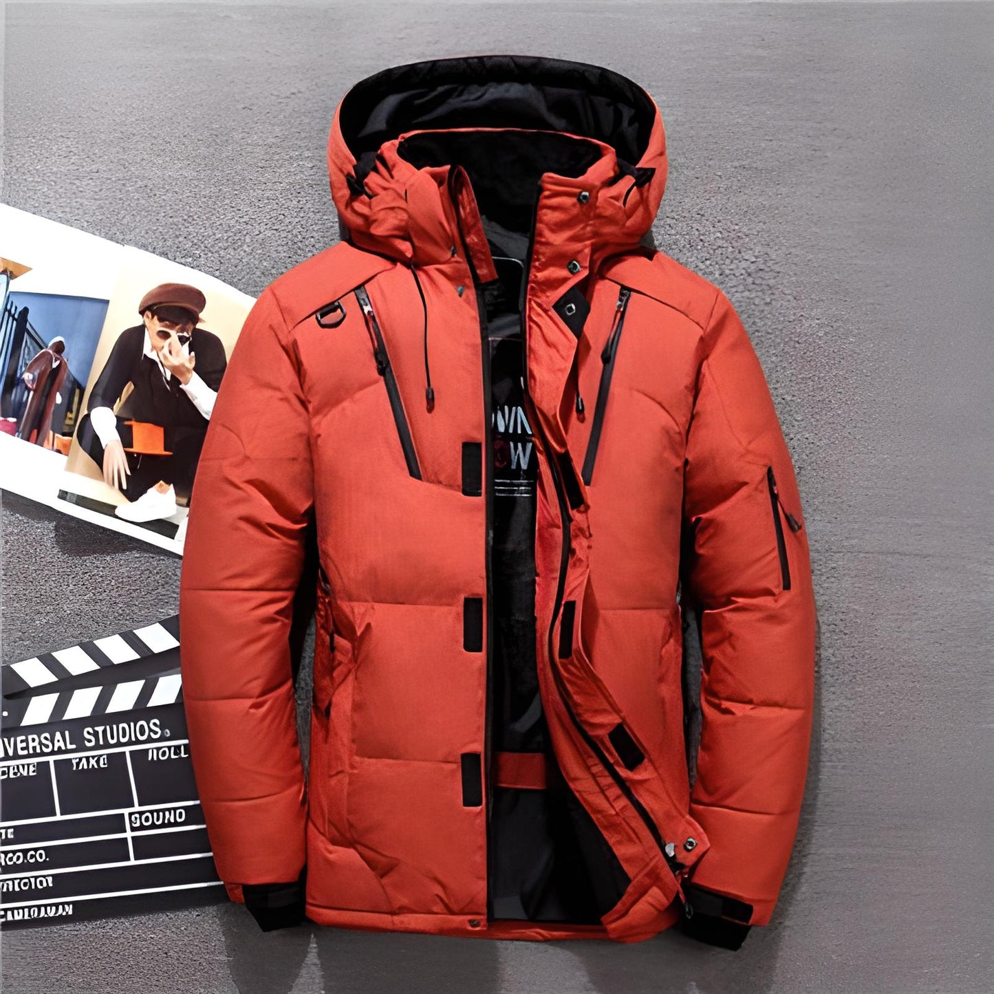 Herren Winterjacke Warme Daunenpufferjacke Kapuze