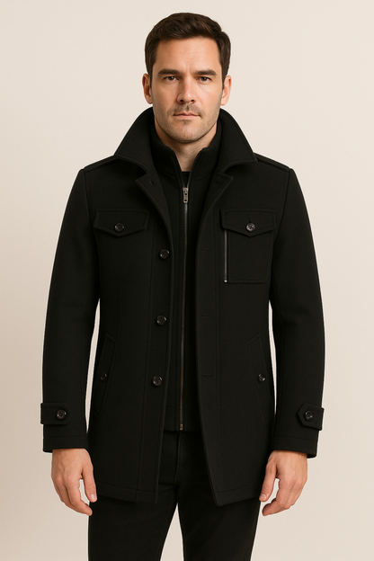 Herren Winterjacke Wolle Reißverschluss - IdealeKleiden