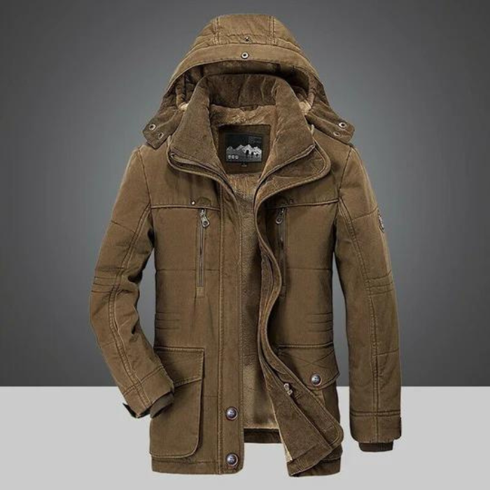 Herren Winterjacke Warm Kapuze Sherpa-Fleece