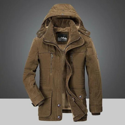 Herren Winterjacke Warm Kapuze Sherpa-Fleece