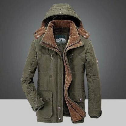 Herren Winterjacke Warm Kapuze Sherpa-Fleece
