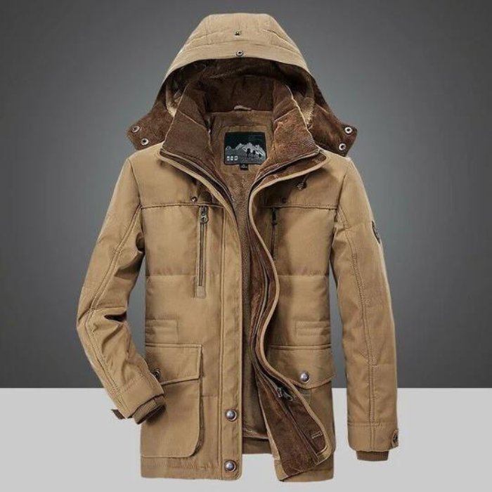Herren Winterjacke Warm Kapuze Sherpa-Fleece