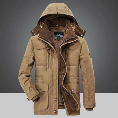 Herren Winterjacke Warm Kapuze Sherpa-Fleece