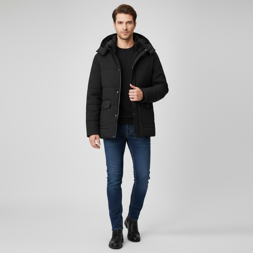 Herren Winterparka Warm Isoliert Kapuze - IdealeKleiden