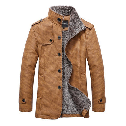 Herren Winterjacke Stehkragen Warm Sherpa Slim Fit