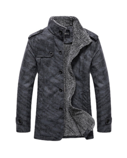 Herren Winterjacke Stehkragen Warm Sherpa Slim Fit - IdealeKleiden