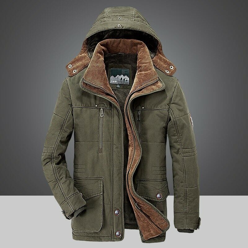 Herren Winterparka Gefüttert Mit Kapuze
