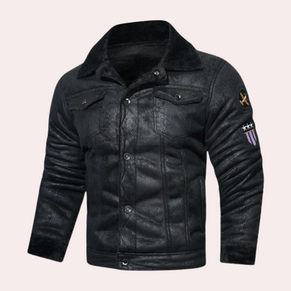 Herren Lederjacke Warm Fleece Gefüttert Piloten Style
