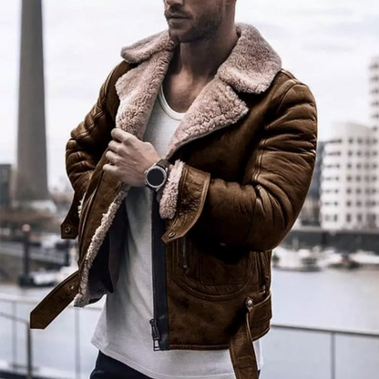 Herren Lederjacke Winter Biker Style