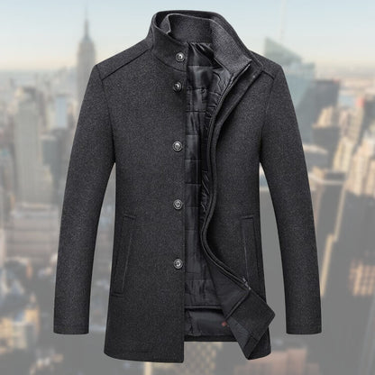 Warme Herren Winterjacke Stehkragen Woll