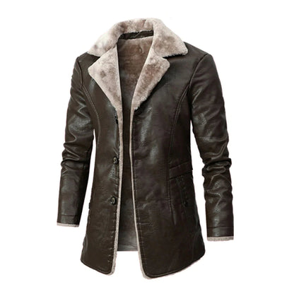 Herren Lederjacke Lang Fellgefüttert