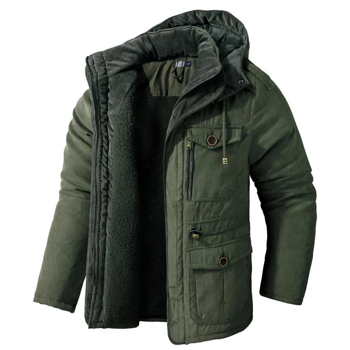 Herren Winterparka Fleece Kapuze Outdoorjacke