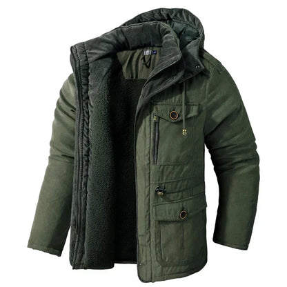 Herren Winterparka Fleece Kapuze Outdoorjacke
