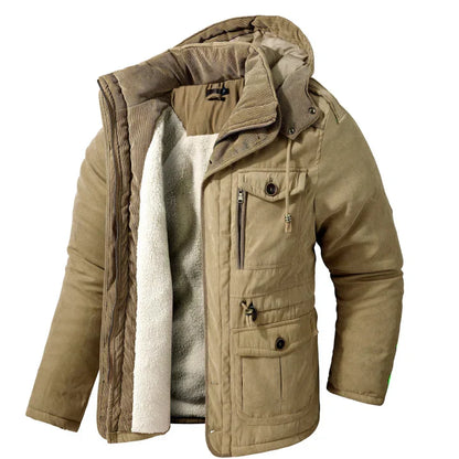 Herren Winterparka Fleece Kapuze Outdoorjacke