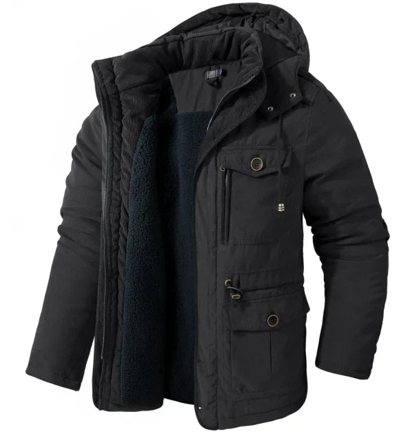 Herren Winterparka Fleece Kapuze Outdoorjacke
