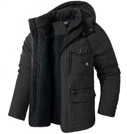 Herren Winterparka Fleece Kapuze Outdoorjacke